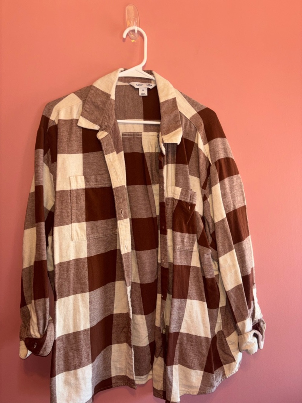 Old Navy Brown and Cream Buffalo Plaid Button-Down Shirt